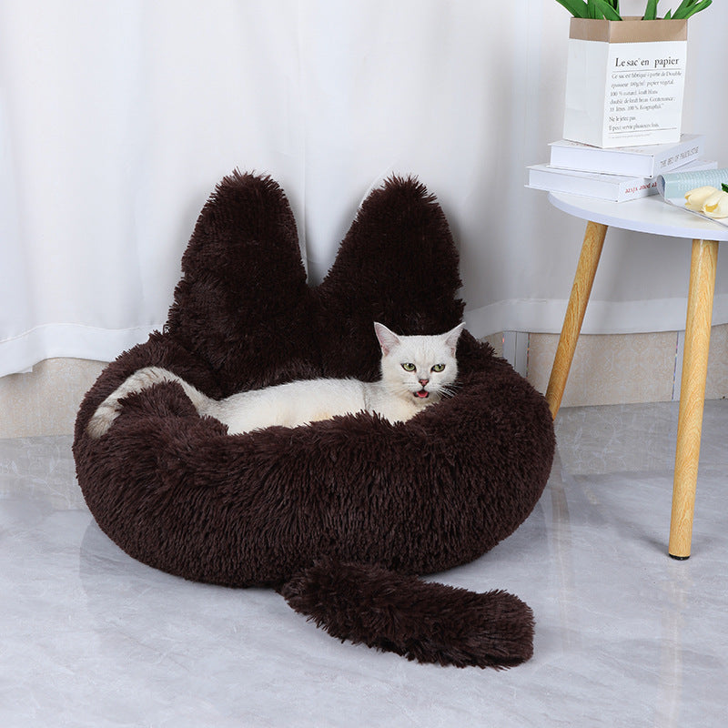 Long Round Plush Cushion Bed