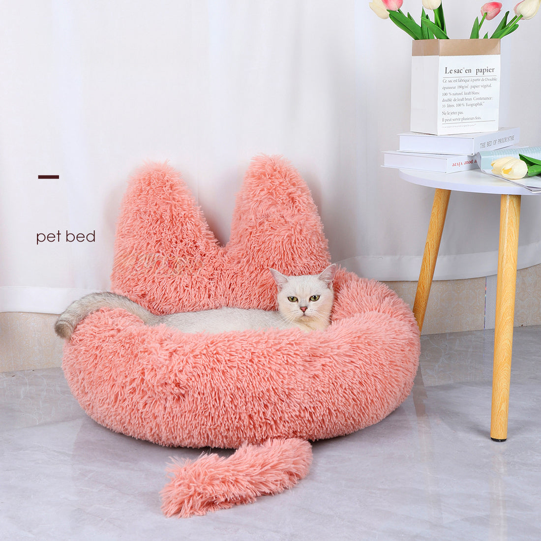 Long Round Plush Cushion Bed