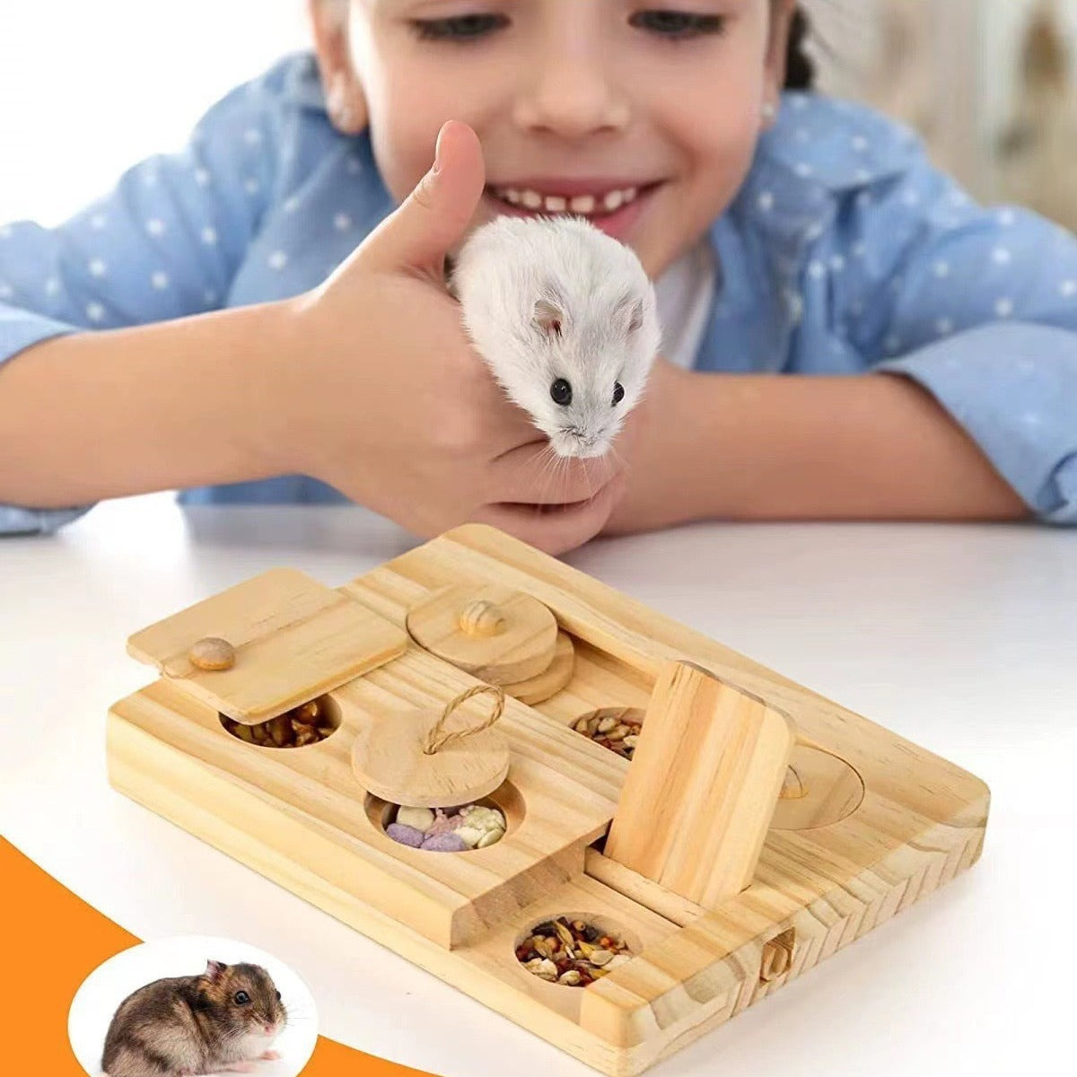 Wooden Hamster Feeder Snack Dispenser