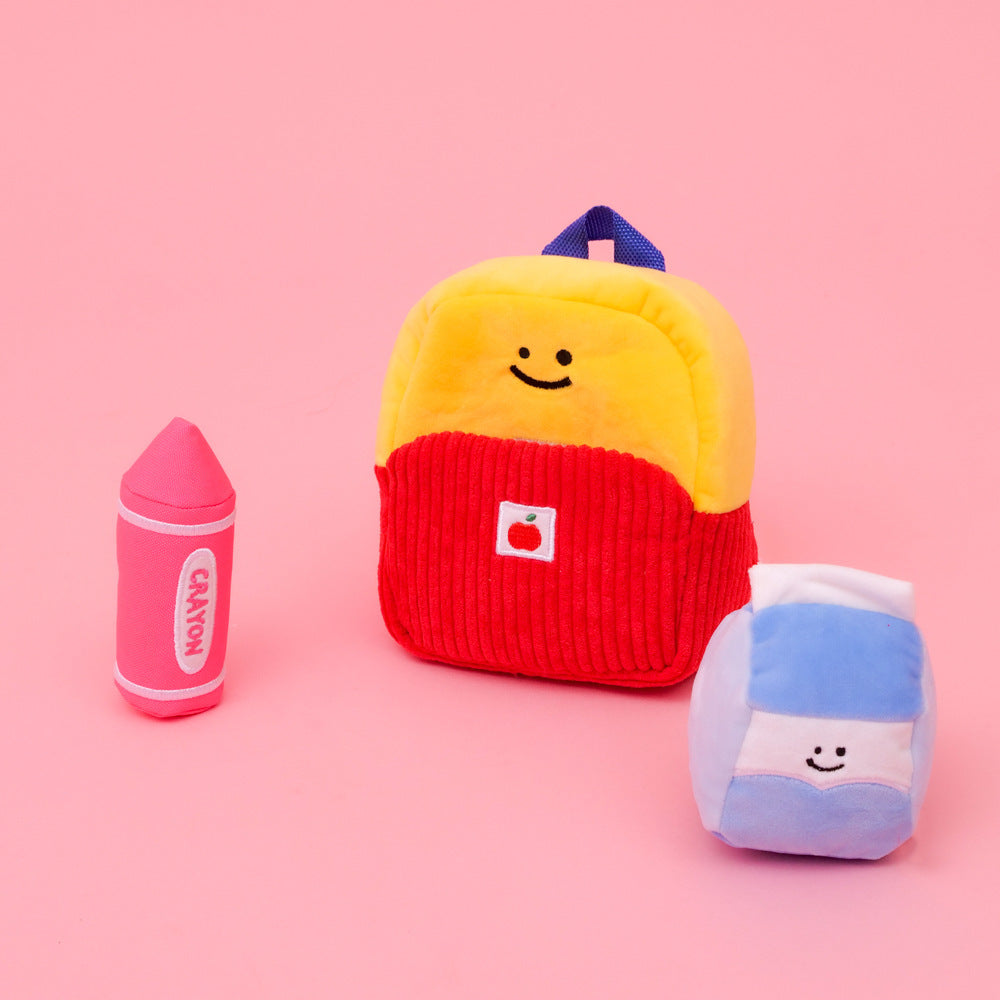 Three-piece Toy For Dog School Bag