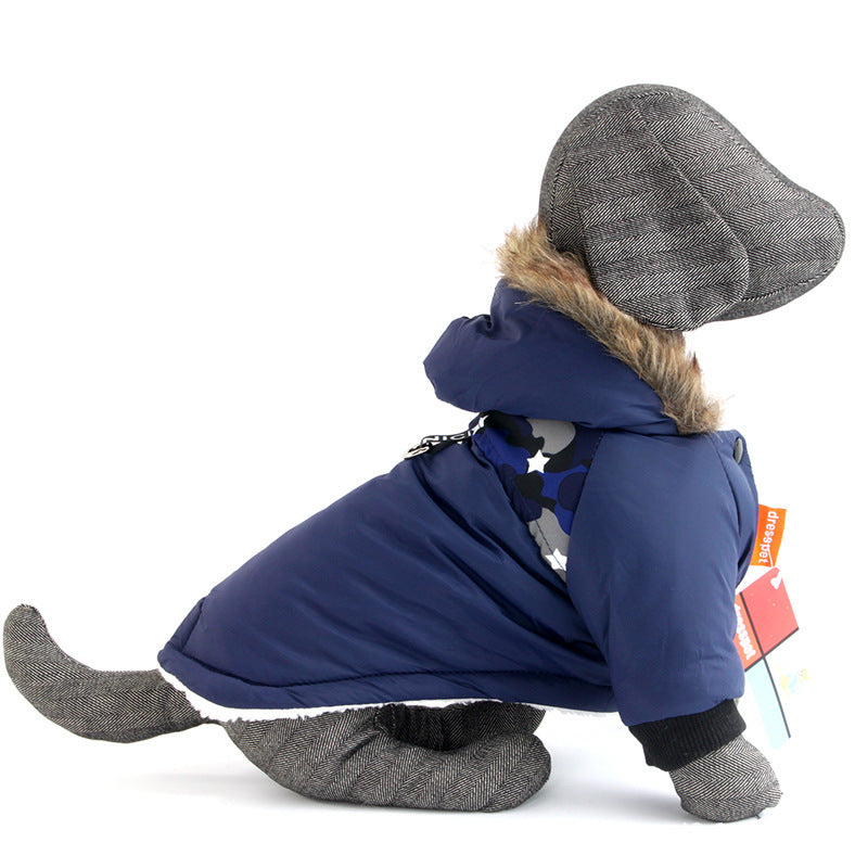 Pet Warm  Coat Traction Rope Clothes