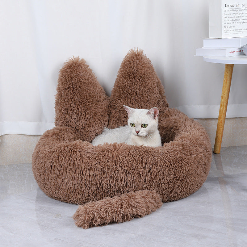 Long Round Plush Cushion Bed